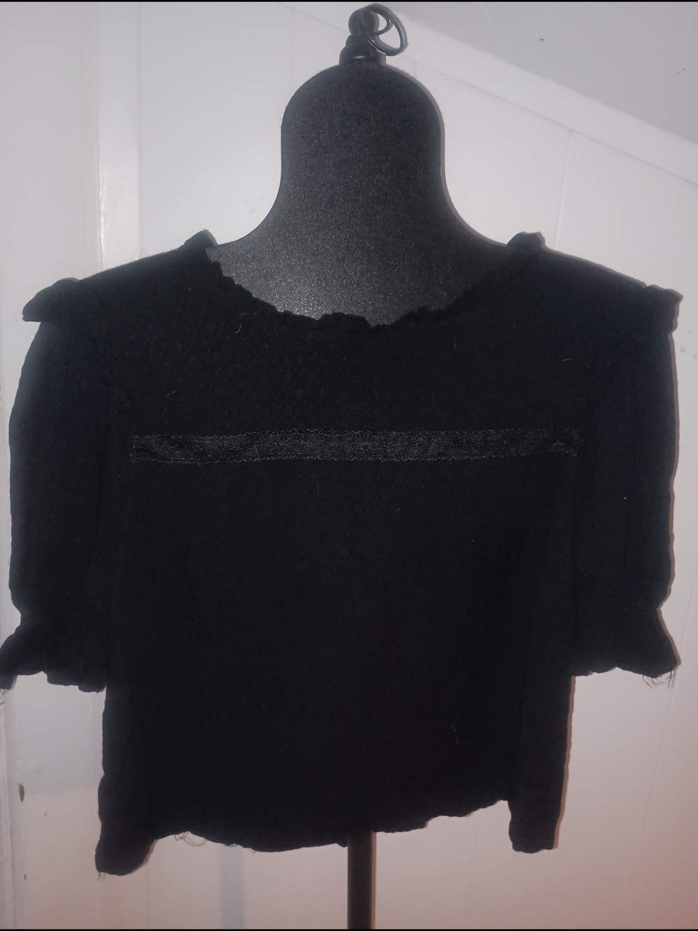wild fable Black Short Puff Sleeve Crop Top
